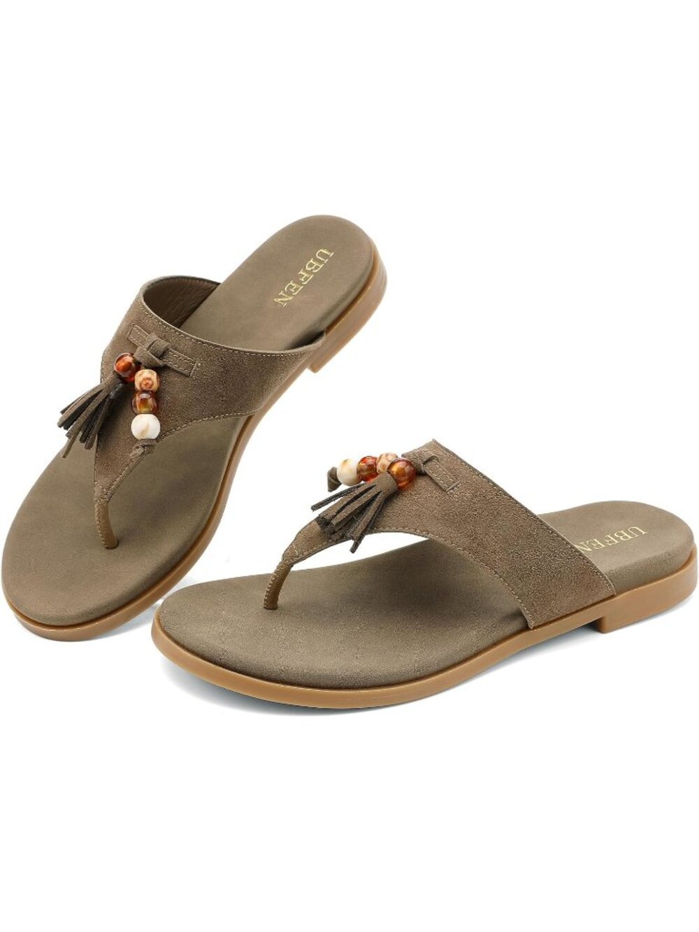 Women Mocha Comfortable Faux Suede Upper Slide Slip-On Casual Flat Sandal Shoes